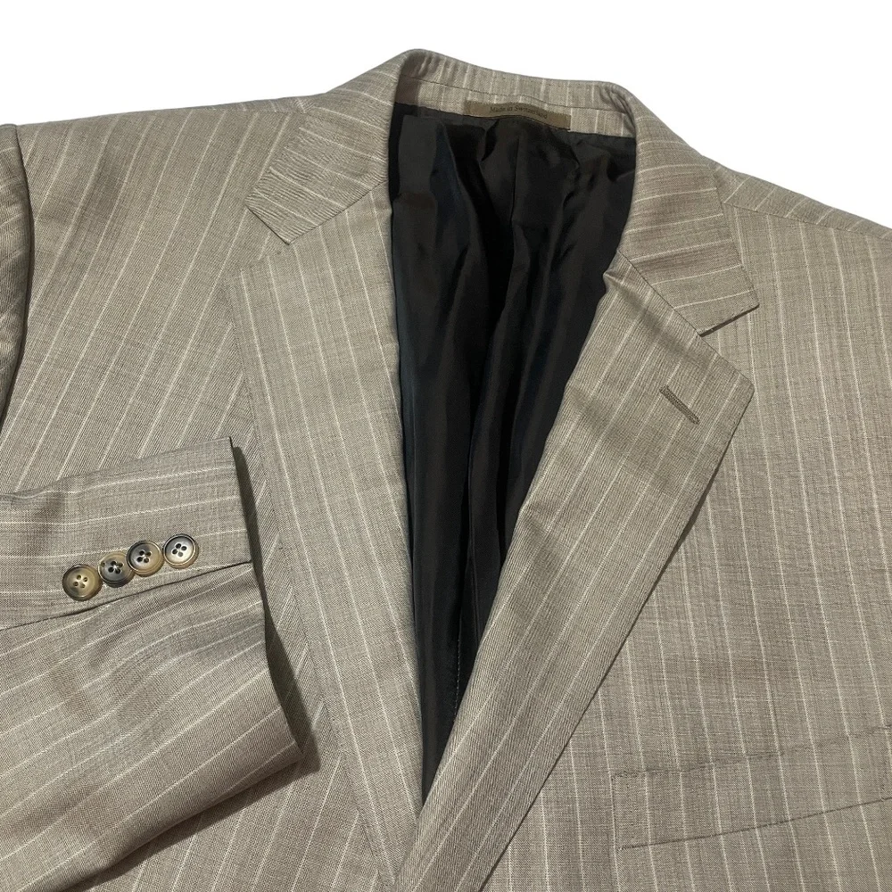 Ermenegildo Zegna Su Misura Taupe‎ Stripes Mens Suit Jacket Blazer
